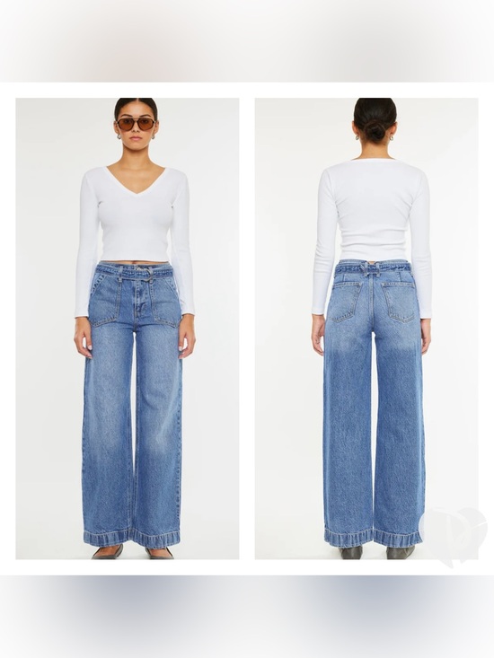 KanCan Denim - NWT Kancan Finn Ultra High Rise Wide Leg Jeans Belted Rigid Sz 11 or 29